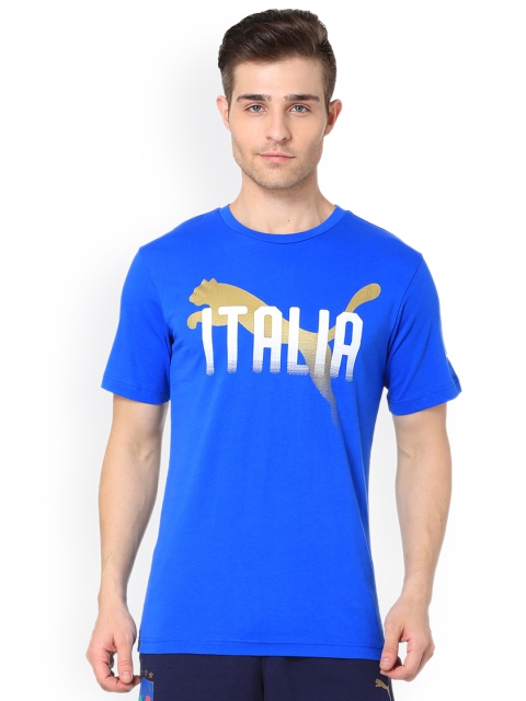 

Puma Men Blue Printed Round Neck FIGC Italia Fanwear Grap T-shirt