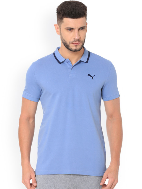 

Puma Men Blue Solid Polo Collar T-shirt