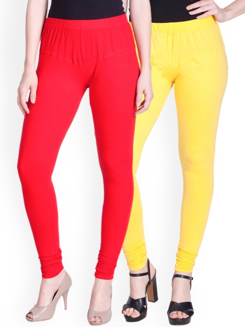 

LYRA Women Pack of 2 Churidar Leggings, Red