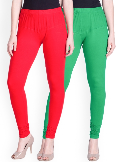 

LYRA Women Pack of 2 Churidar Leggings, Red