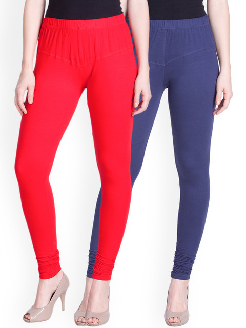

LYRA Women Pack of 2 Churidar Leggings, Red