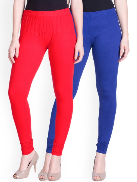 

LYRA Women Pack of 2 Churidar Leggings, Red