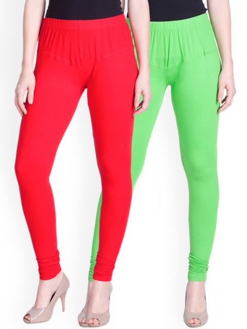 

LYRA Women Pack of 2 Churidar Leggings, Red