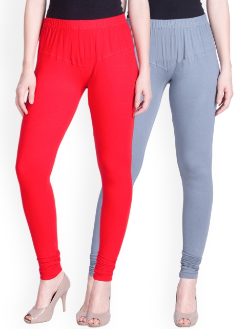 

LYRA Women Pack of 2 Churidar Leggings, Red