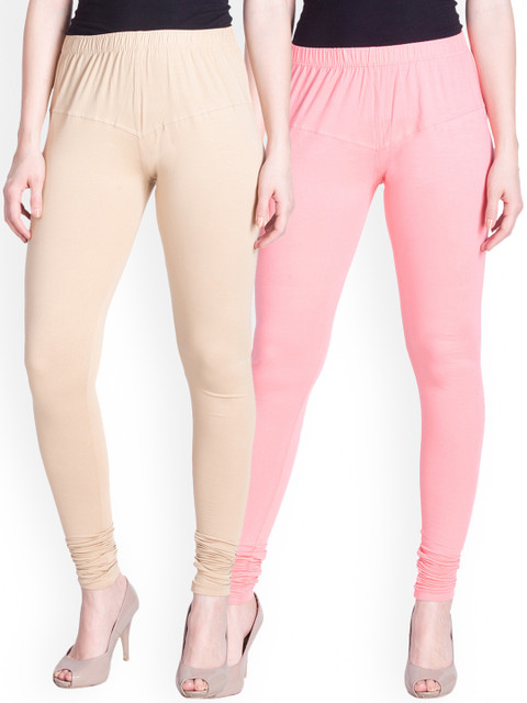 

LYRA Pack of 2 Beige & Pink Churidar Leggings