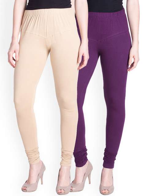 

LYRA Pack of 2 Churidar Leggings, Beige