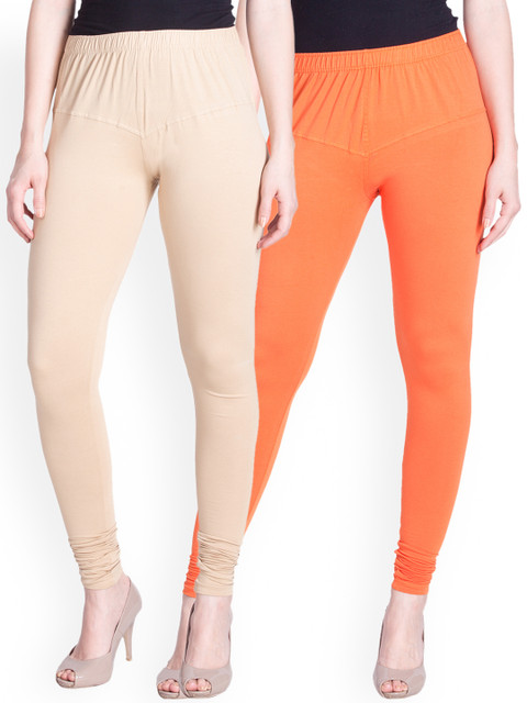 

LYRA Women Pack of 2 Churidar Leggings, Beige