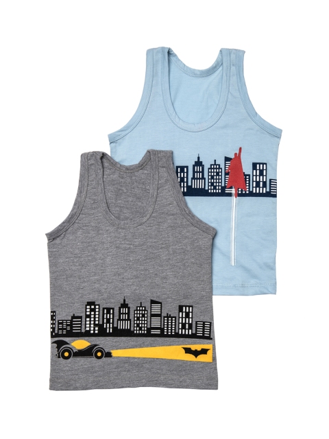 

You Got Plan B Boys Pack of 2 Printed Innerwear Vests, Grey