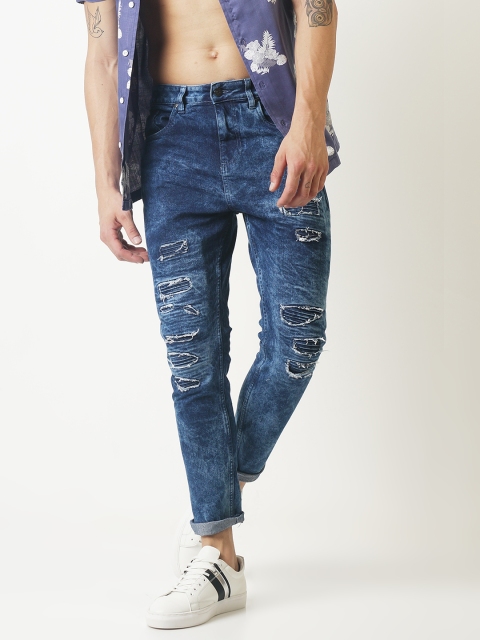 

Blue Saint Men Blue Skinny Fit Mid-Rise Mildly Distressed Stretchable Jeans