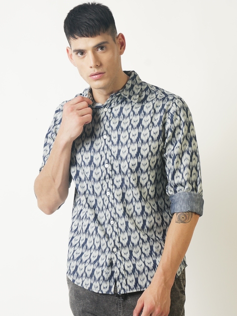 

Blue Saint Men Blue & White Slim Fit Printed Casual Shirt