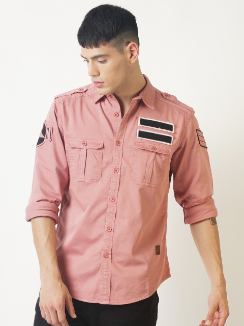 

Blue Saint Men Peach-Coloured Smart Slim Fit Solid Casual Shirt