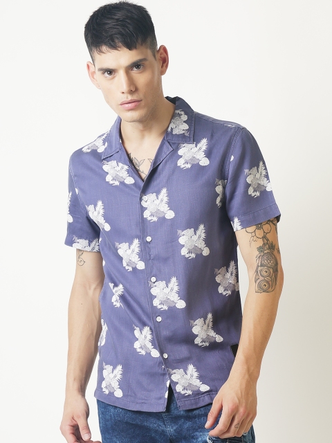 

Blue Saint Men Blue & White Slim Fit Printed Casual Shirt