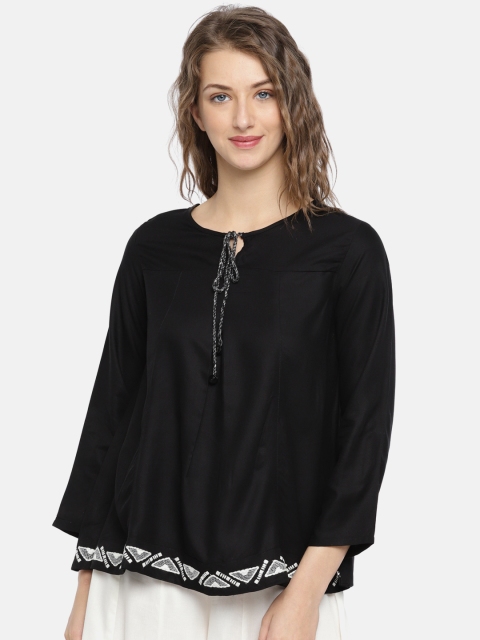 

Global Desi Women Black Solid Top