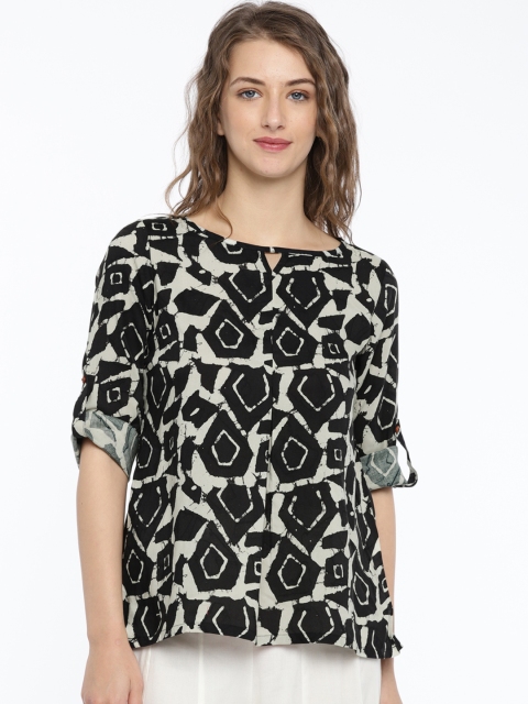 

Global Desi Women Black Printed Top