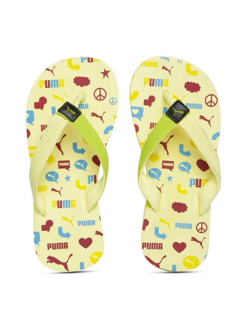 

Puma Kids Yellow & Lime Green Terry Y1 GU JR IDP Printed Thong Flip-Flops