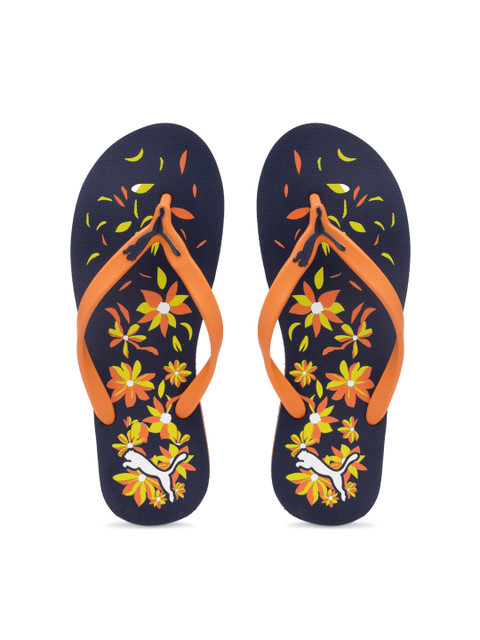 

Puma Women Navy Blue & Orange Floral Print Thong Flip-Flops