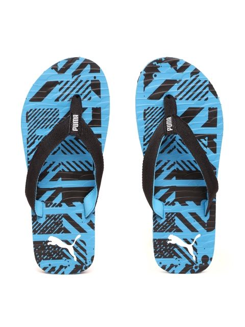 

Puma Unisex Blue & Black Mykonos Graphic IDP Printed Thong Flip-Flops