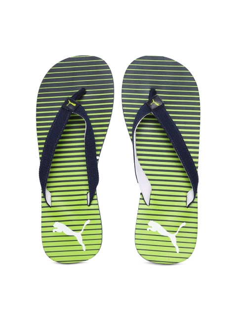 

Puma Unisex Navy Blue & Fluorescent Green Thong Flip Flops