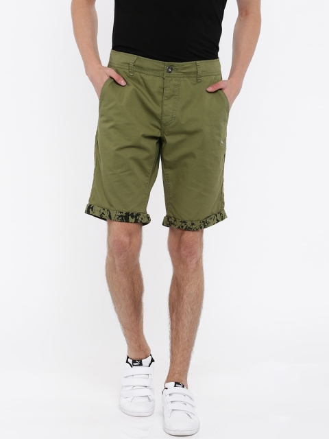 

Puma Men Olive Green Solid Regular Fit Chino Shorts