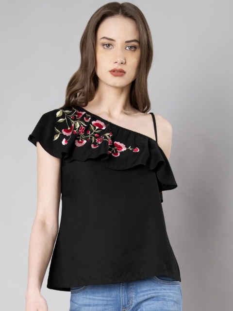 

FabAlley Women Black Printed A-Line Top
