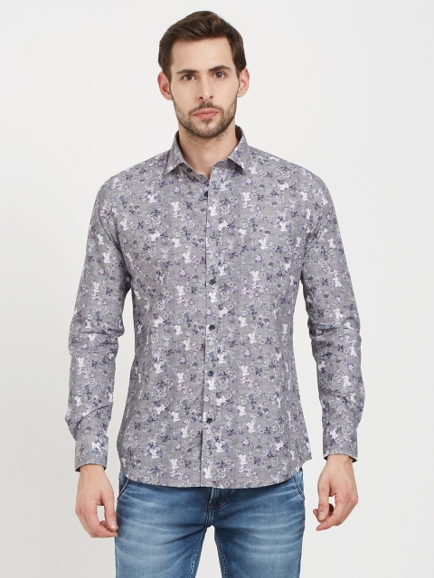 

Easies Men Grey Comfort Slim Fit Printed Casual Shirt