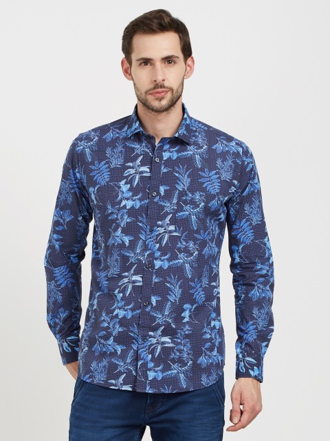 

Easies Men Navy Blue Comfort Slim Fit Printed Casual Shirt
