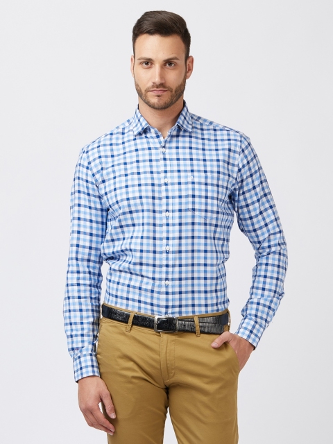 

Easies Men Blue & White Slim Fit Checked Formal Shirt