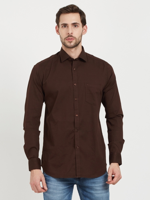 

Easies Men Coffee Brown Comfort Slim Fit Solid Casual Shirt