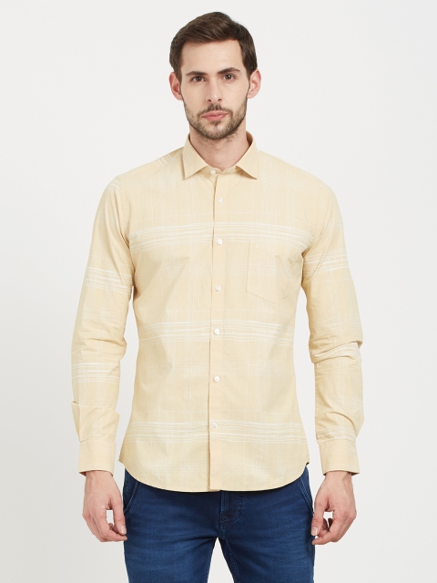 

Easies Men Mustard Comfort Slim Fit Checked Casual Shirt