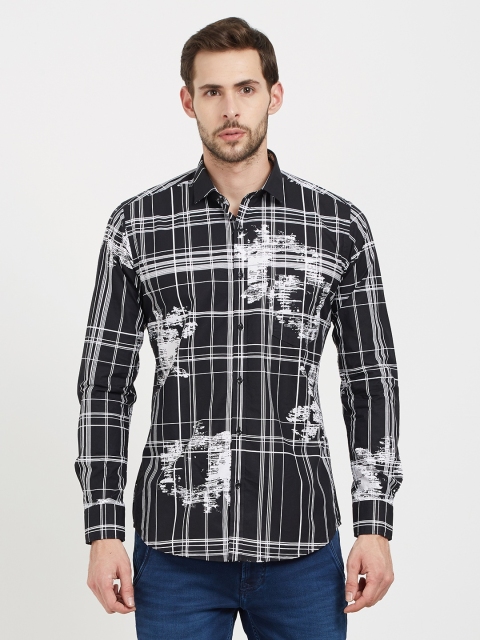 

Easies Men Black & White Slim Fit Printed Casual Shirt