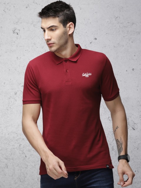 

Ecko Unltd Men Maroon Solid Polo Collar T-shirt