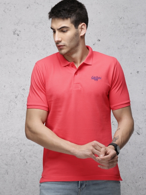 

Ecko Unltd Men Coral Orange Solid Polo Collar T-shirt