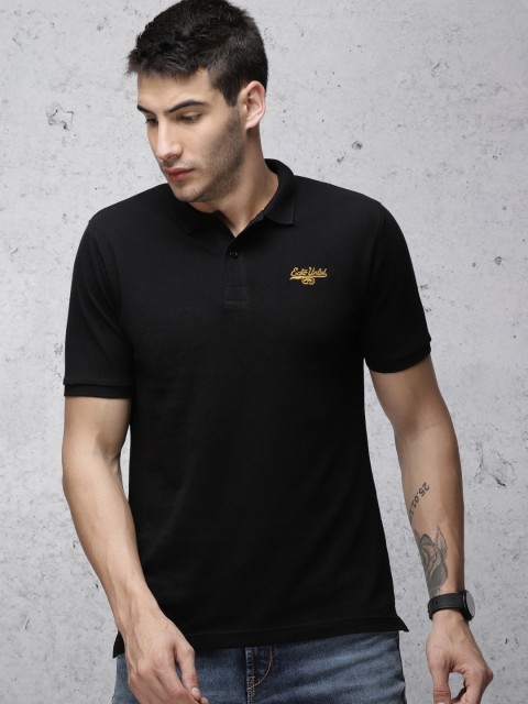 

Ecko Unltd Men Black Solid Polo Collar T-shirt