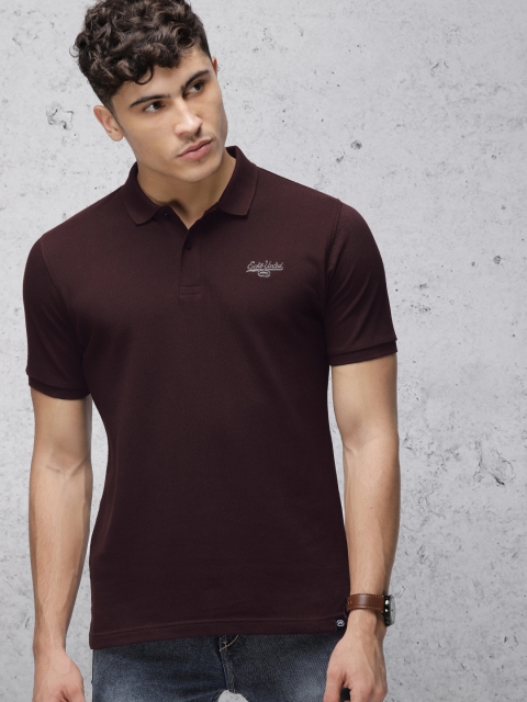

Ecko Unltd Men Burgundy Solid Polo Collar T-shirt