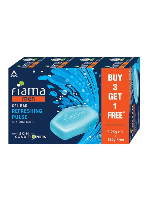 

Fiama Men Set of 4 Refreshing Pulse Men Bathing Bars 125 g each, Blue