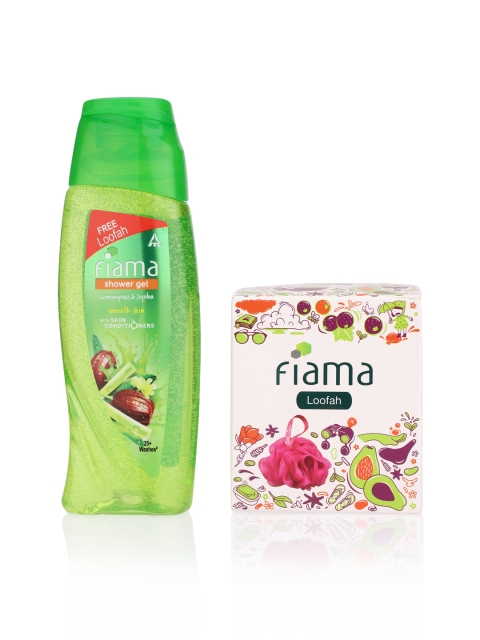 

Fiama Women Lemongrass and Jojoba Shower Gel 100 ml With Loofah, Green