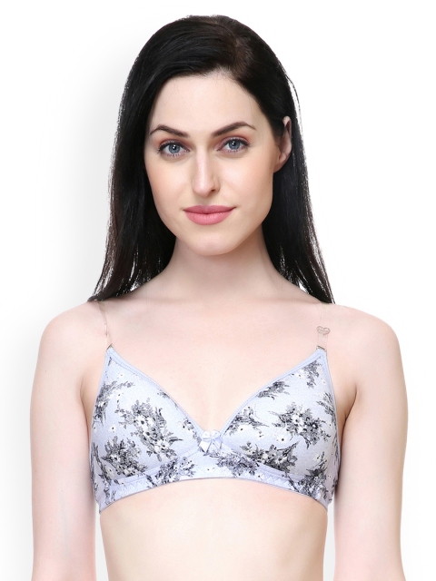 

Lady Lyka Blue Printed Non-Wired Lightly Padded T-shirt Bra HAPPYHEART