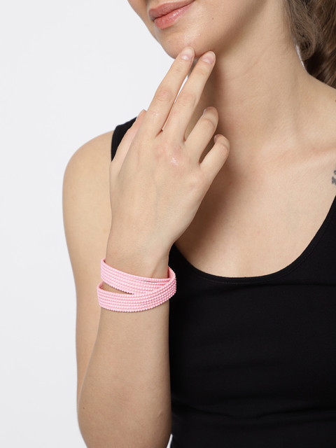 

Ayesha Pink Fabric Wraparound Bracelet