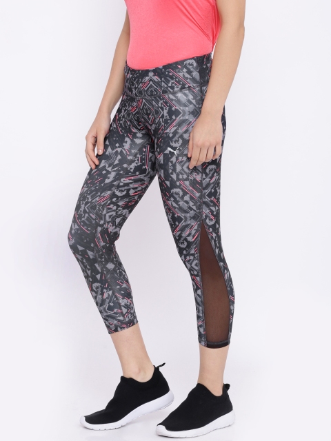 

Puma Women Black & Grey ALL EYES ON ME 3/4th MESH PrintedTights