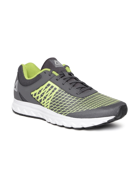 

Reebok Men Charcoal Grey & Fluorescent Green Escape XTREME Printed Running Shoes