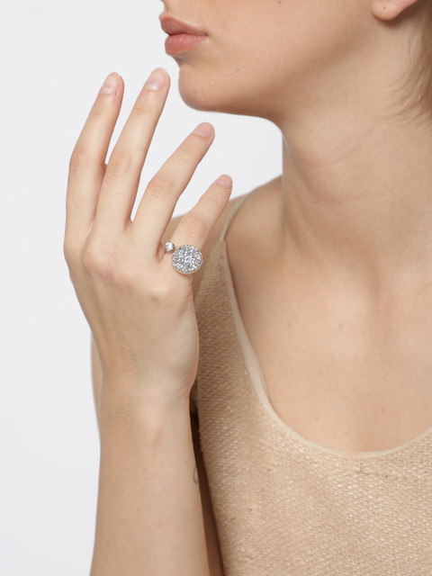 

Ayesha Diamante Crystal Studded Gold-Toned Open Ring