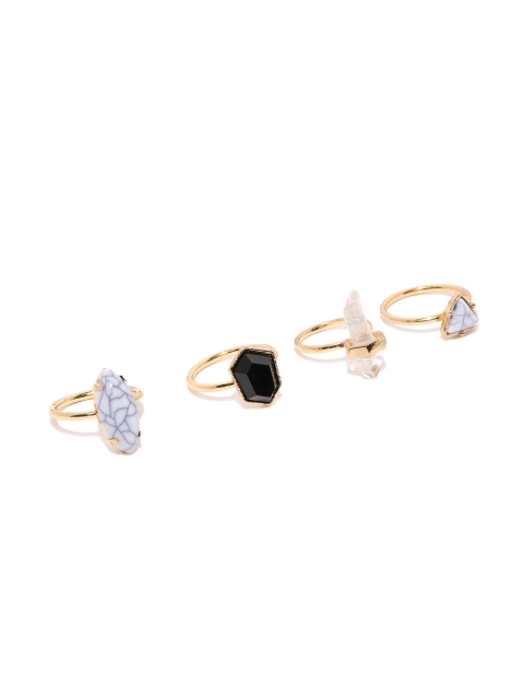 

Ayesha Set of 4 Gold-Toned Geometric Shaped Rings