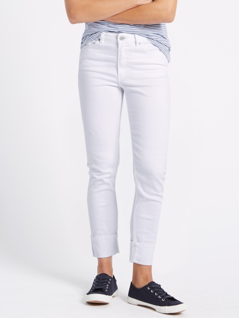 

Marks & Spencer Women White Slim Fit Mid-Rise Low Distress Stretchable Jeans