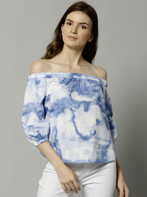 

Marks & Spencer Women Blue Dyed Bardot Top