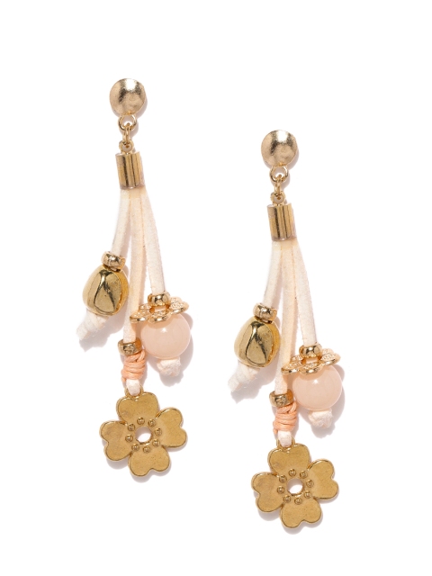 

Blisscovered Gold-Toned & Peach-Coloured Contemporary Drop Earrings