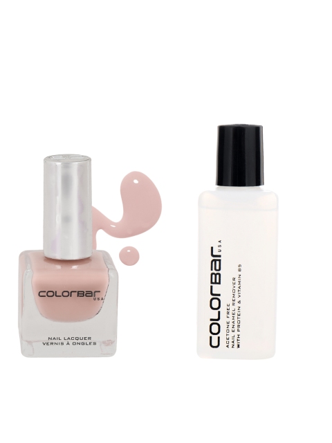 

Colorbar Pack of 2 Acetone Free Nail Enamel Remover & Pink Crepe 128 Nail Lacquer