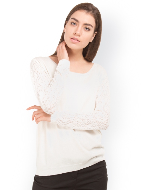 

Arrow Woman Women White Solid Pullover