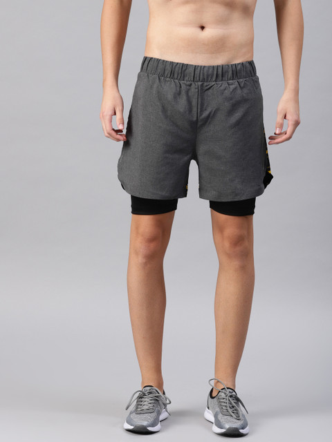 

HRX by Hrithik Roshan Men Charcoal Grey Solid Regular Fit Sports Shorts