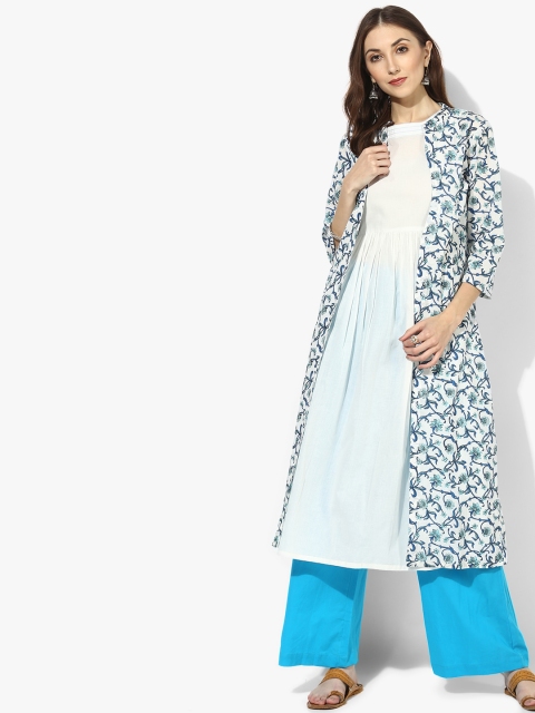 

Sangria Women White & Blue Printed Kurta with Palazzos