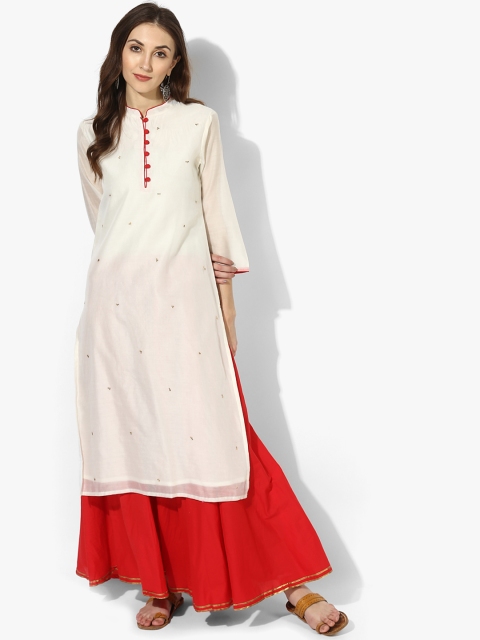 

Sangria Women White Printed Kurta with Skirt
